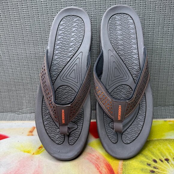 Hobibear Mens Size 45/11.5 US Gray/Orange Flip Flops Non-Slip Sole Sandals - Picture 2 of 8
